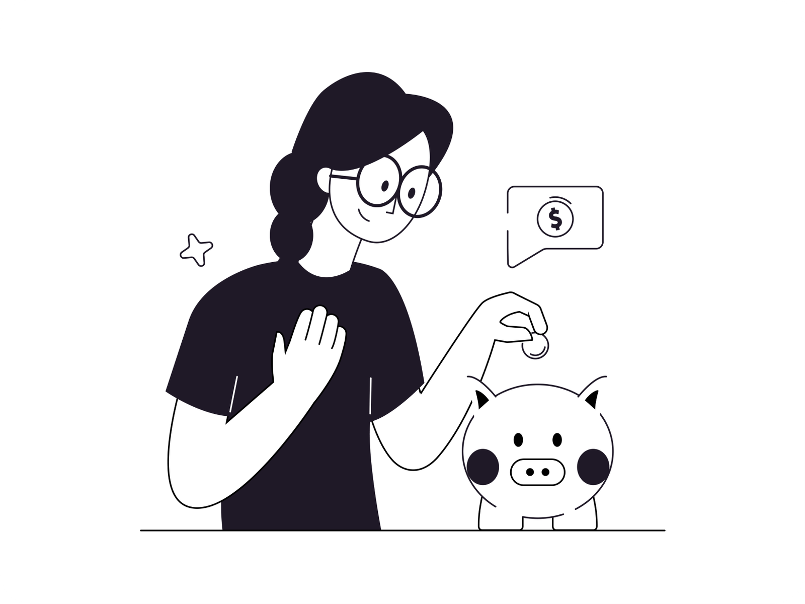 Illustration d'une tirelire et de pièces représentant l'épargne